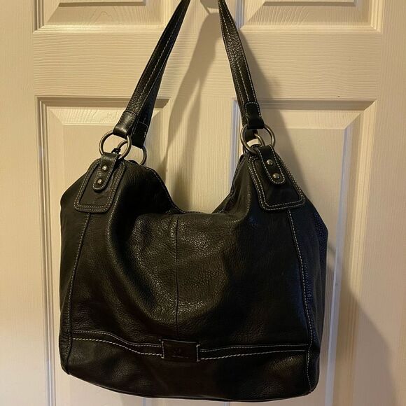 The Sak Black Leather Boho shoulder bag Stitching detail silver tone Hardwares - Picture 1 of 15